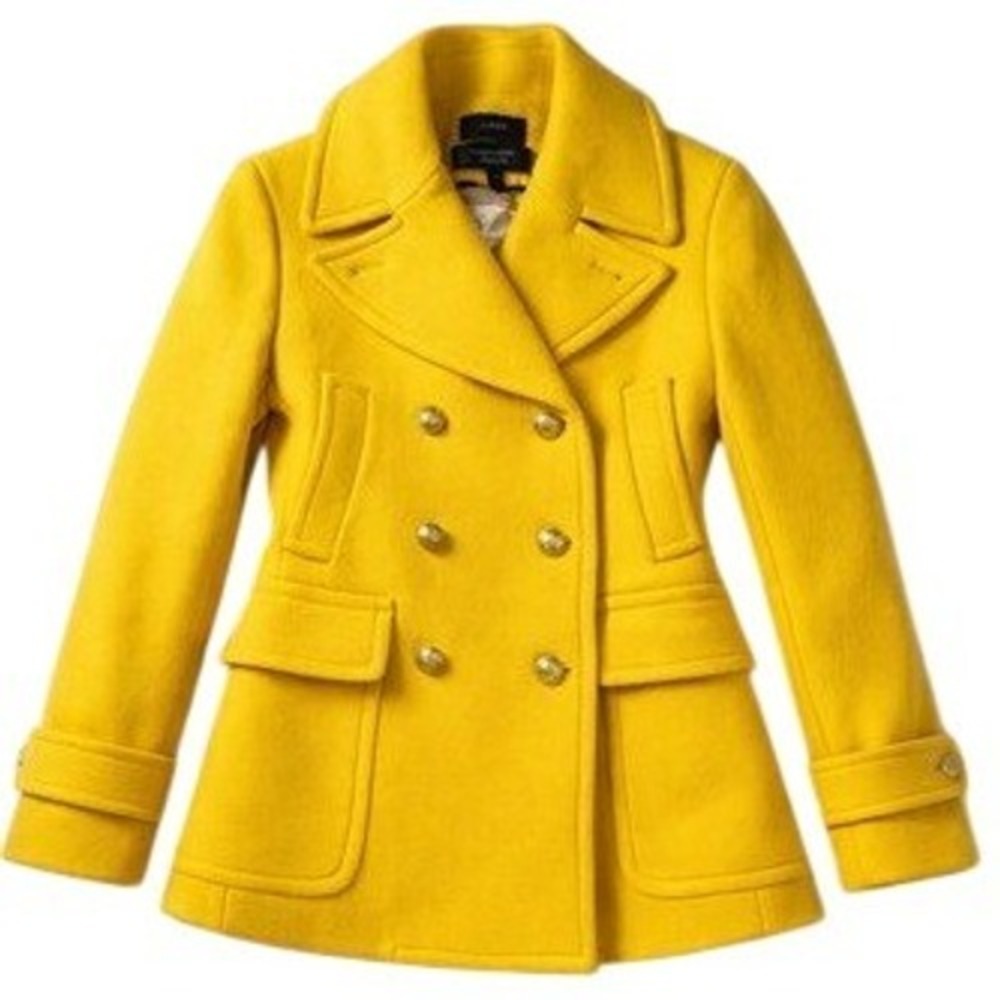 J. Crew Stadium Cloth Nello Gori Majesty Peacoat 4 Sun Yellow Italian Wool